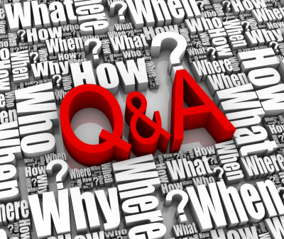 Q & A in red with black and white background