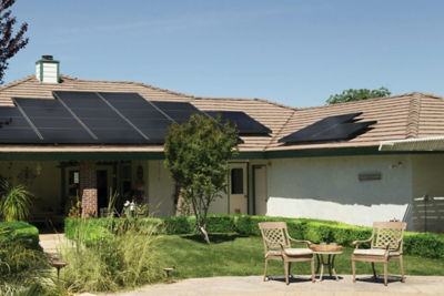 A home with solar panels on the roof