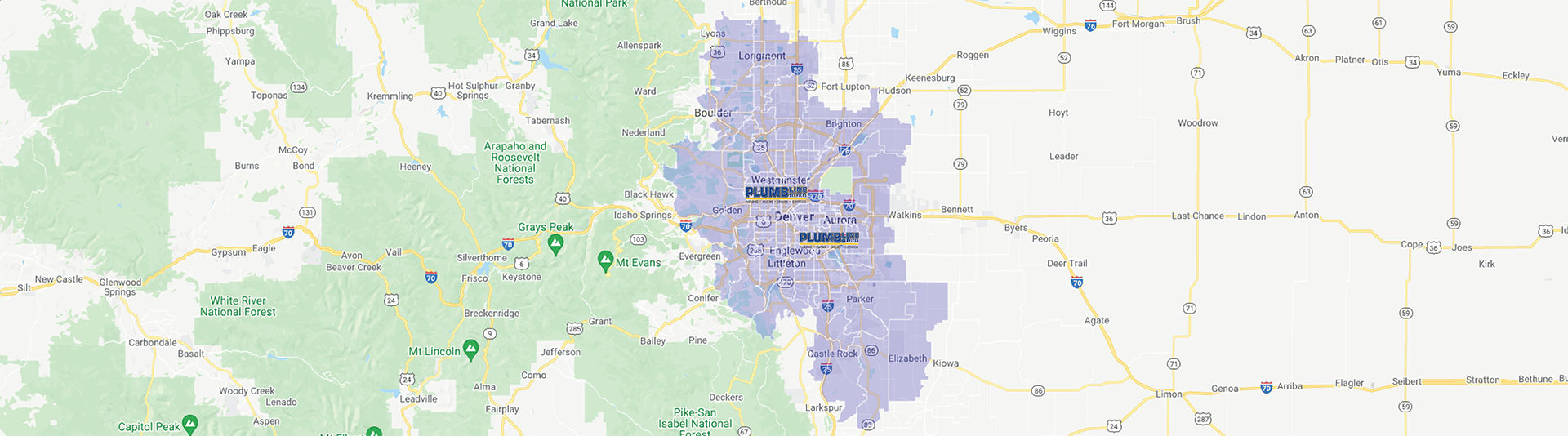 Plumbline service location map