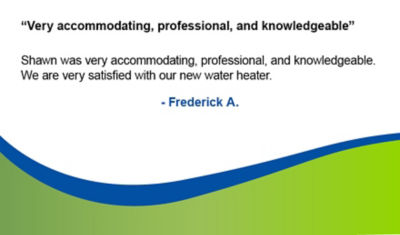 Tank water heater installation testimonial